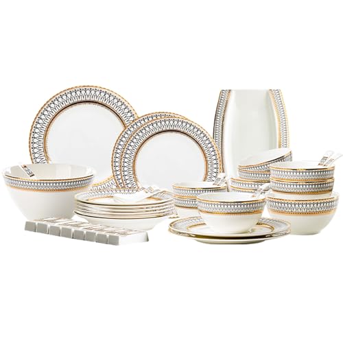 NNYCC Plates and Bowls Set 42 Pieces Porcelain Dinnerware Set and...