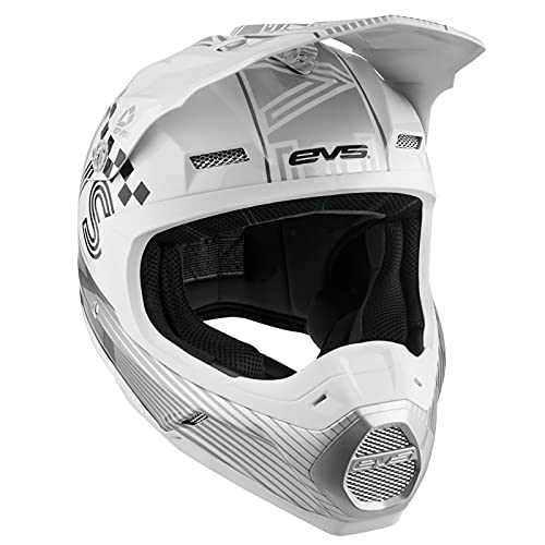 EVS Sports Unisex-Adult T5 Torino Off Road Full Face Motorcycle Helmet (White, Medium),H20T5T-WH-M