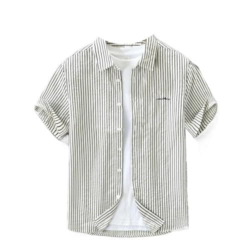 Chemise homme à rayures manches courtes anti-chaleur à col rabattu