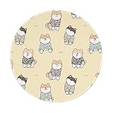 RUNMIND Alfombrilla de ratón Redonda, Shiba Inu japonés, Alfombrilla de ratón pequeña con Base de Goma Antideslizante, Alfombrilla de ratón Impermeable de 8 Pulgadas