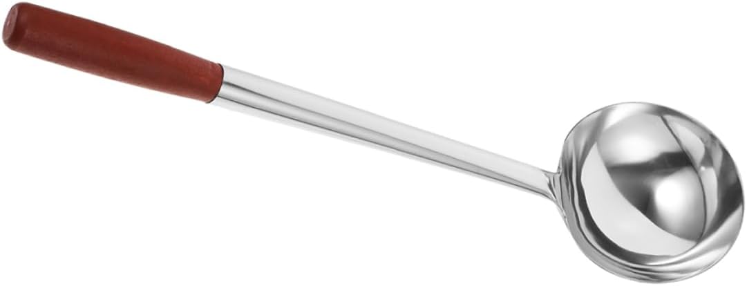 COLLBATH Ergonomic Stainless Steel Cooking Spoon Handle Versatile for Frying Soup Serving Kitchen Tool