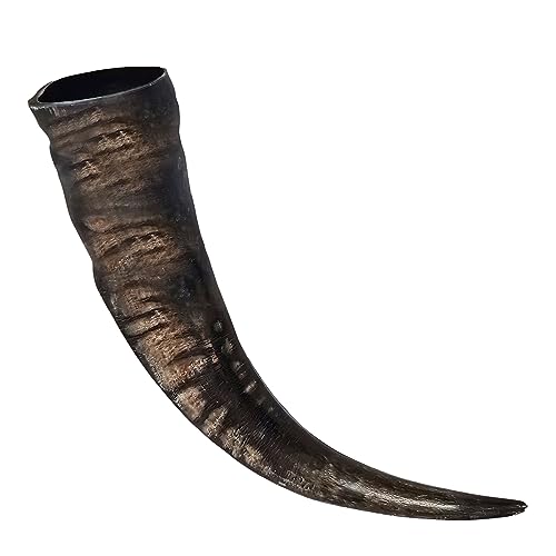 Mythrojan Viking Drinking Buffalo Horn 100% Original Authentic Medieval Drinking Horn for Beer Mead Ale Medieval Inspired Stein Mug Food Safe for Men Women Unique Gift Accessory - Large, 16