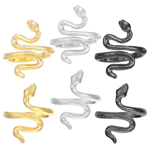 Image of SynHHergyx 6 Pcs Snake Crochet Ring for Finger Adjustable Crochet Yarn Tension Ring Snake Yarn Rings for Crocheting for Grandma Mother Gifts (Boxed)