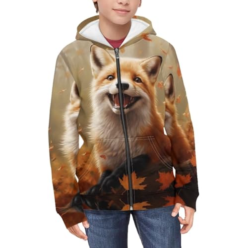Soft Loose Fit Boys Animal Print Zip Up Hoodies with Pockets Comfort Hooded Jacket3