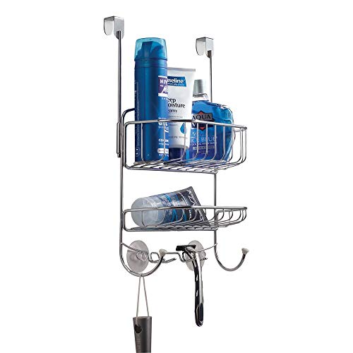 image for mDesign Modern Metal Wire Over The Bathroom Shower Door Caddy, Hanging