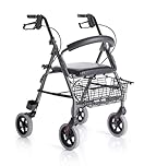 Rollator pieghevole in alluminio verniciato 4 ruote con seduta imbottita e cestino Atlante Art. RP520