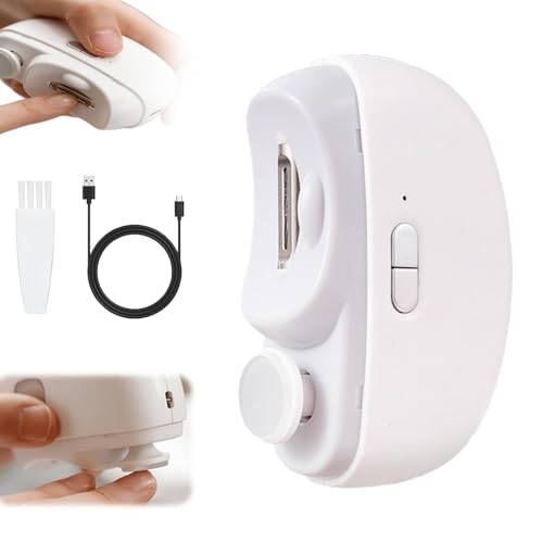 Electric Nail Clipper,Electric Nail Clippers for Seniors,2 in 1 Automatic Nail Trimmer,3-Speed Rechargeable Silent with LED,Built-in Collector,Suitable for All Year Round (White-1PC)
