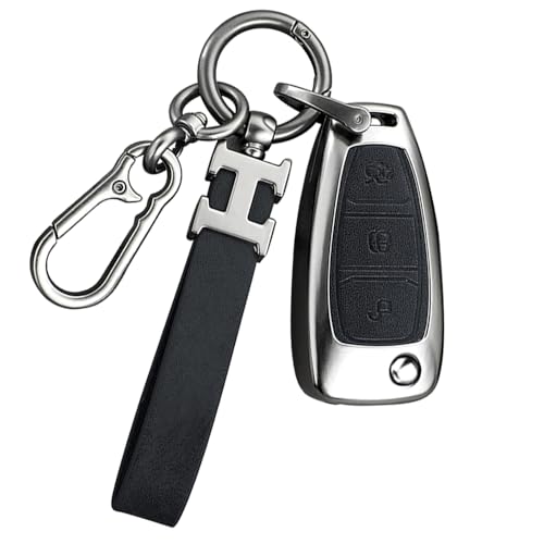 RXXR Black Car Key Cover Case Compatible with Ford Focus Fiesta Kuga Mondeo B-Max C-Max S-Max Galaxy Transit Tourneo Custom Escort Car Key Fob Protector for Ford 3 Button Flip Key