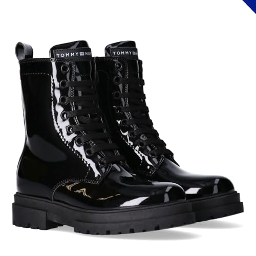 Tommy Hilfiger Lace-up Biker-Stiefel mit Lack-Finish für...