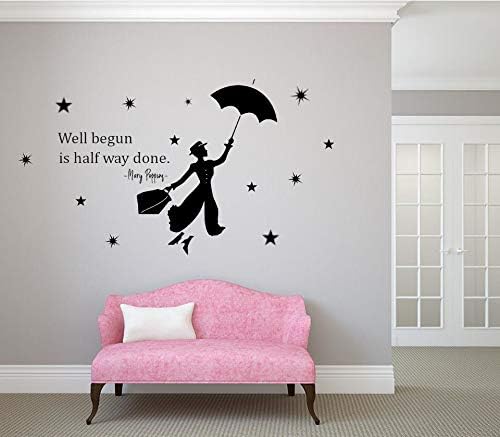 New Mary Poppins with Umbrella Stars Wallsticker Wall Decal Living Room Home Modern Stickers Decoration Decor Stylish Sticker Decals Art