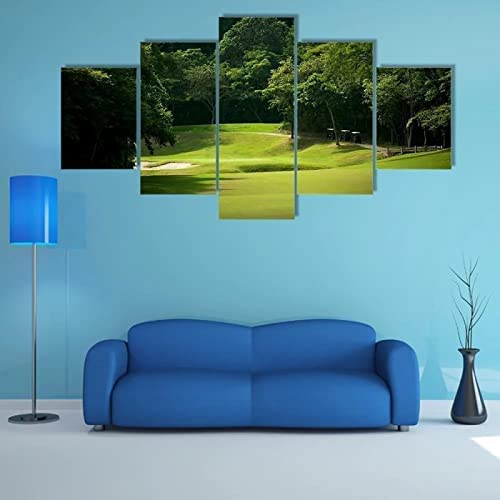 Art mural sur toile terrain de golf 5 pièces décoration maison 100x50