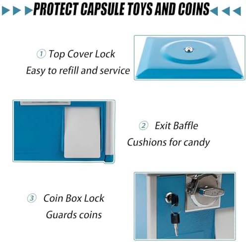 Large Gashapon Capsule Toy Machine, Coin-Operated Candy Dispenser, Rotating Vending Machine for Shopping Malls, Game Halls & Arcades - Blue