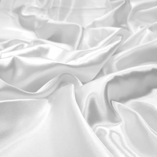 Satin Fabric for Costumes and Crafting 58 Inches Width by The Yard Entelare(White 1Yard)