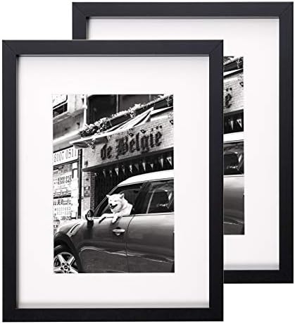 Flagship Frames 8x10 Picture Frame Black 2-Pack Sized 5x7 Inch with Mat and 8x10 Inch Without Mat Pre-Installed Wall Mounting Hardware, Back Easel Included