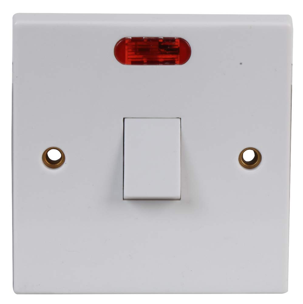 Pro Elec WH220N 20A Double Pole Switch with Neon, White