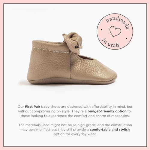 Freshly Picked First Pair Knotted Bow Baby Girl Leather Moccasins - Soft Sole Baby Shoes, Infant Shoes2