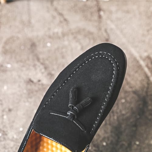 Men's Tassel Suede Slip on Dress Loafers Retro Tuxedo Penny Flats Shoes for Formal Business Dress Wedding2