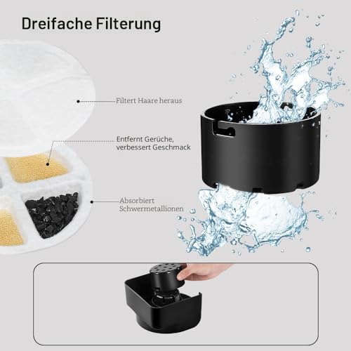 Marchul 8.6L Trinkbrunnen für Hunde und Katzen, Automatischer Trinkbrunnen mit Edelstahl-Wassernapf und 3 Filtern, Haustier wasserspender mit großer Kapazität für mittelgroße und große Haustiere