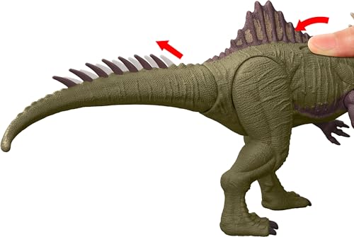 Mattel Jurassic World Chaos Theory Battle Roarin’ Becklespinax Dinosaur Action Figure Toy, Rampage Head Strike, Chomp, Roars & Snarls, Extending Spikes (Amazon Exclusive)