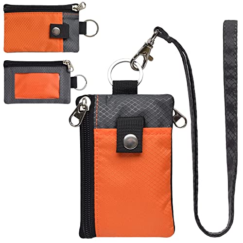 Image of CHENSPRX Minimalist RFID Blocking Small Wallet with ID Window,WaterResistant Zip Id Case Wallet with Lanyard Keychain for Cards,Cash,Travel,Women,Men