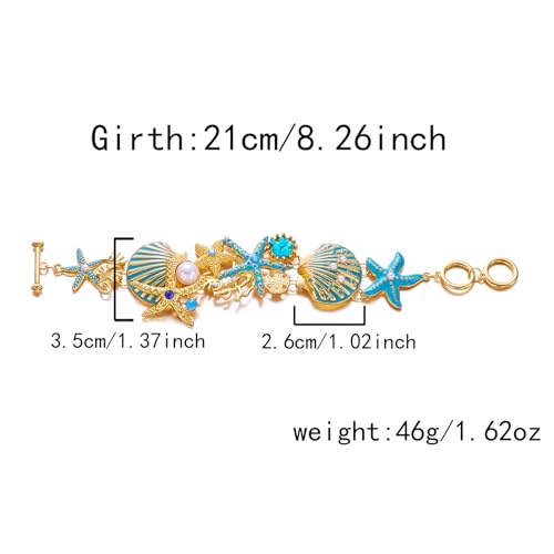 Harlermoon Shell Starfish Bracelet for Women Gold Pearl Clam Pendant Irregular Boho Summer Beach Jewelry2