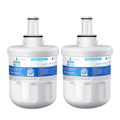 GOLDEN ICEPURE RWF1100A Lot de 2 filtres à eau de rechange pour Samsung Aqua Pure Plus DA29-00003G, DA29-00003F, HAFIN1, HAFIN1/EXP, DA29-00003B, DA29-00003A,...