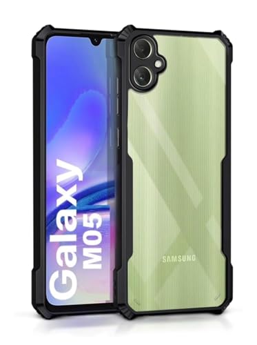 Image of BATCHONE Polycarbonate Gripcase Cover Case Compatible for Samsung Galaxy M05 / A05 / F05 360 Degree Protection /Transparent Back Case (Black Bumper) (Pack of 1)