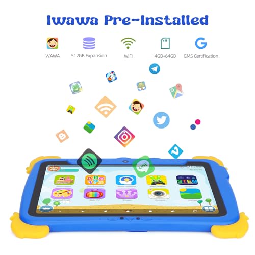 Image of C idea Tablet for Kids, 10 Inch Kids Tablet, Android 13 Child Tablets, 4GB RAM 64GB ROM, Learning Tablet for Children, 6000mAh, IWAWA Pre-Installed, Parental Control, Child Tablet for Boys, Girls-Blue