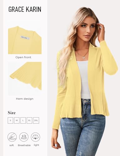 Image of GRACE KARIN Women's Lightweight Peplum Cardigan Sweaters Open Front Cropped Cardigan Long Sleeve Trendy Summer Knit Tops