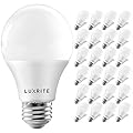 LUXRITE A19 LED Bulb 60W Equivalent, 3000K Soft White, 800 Lumens, Dimmable Standard LED Light Bulbs 9W, Enclosed Fixture Rated, Energy Star, E26 Medium Base - Indoor and Outdoor (24-Pack)