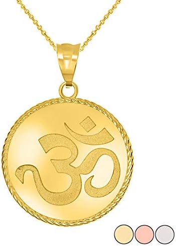 パーソナライズされた14Kゴールドヨガチャーム オームオーム(オーム)サンスクリットシンボルメダリオンペンダントネックレス