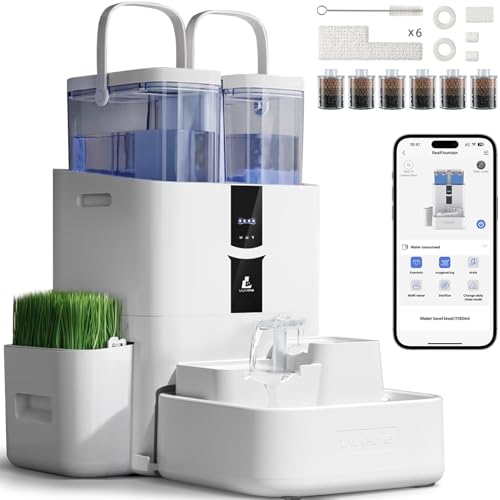 LALAHOME Automatic Cat Water Fountain 10L/338oz Self Filling and Cleaning, ...