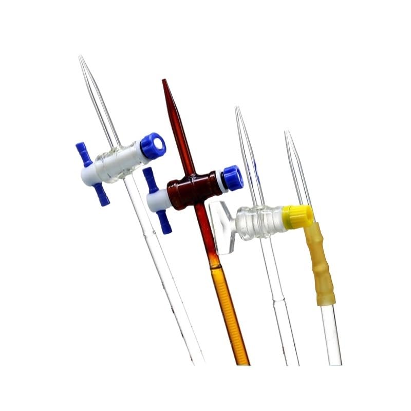 Buretta Classe A con Rubinetto PTFE - Vetro Borosilicato, Titolazione ad Alta Precisione per Acidi & Alcali, 10ml a 100ml(Brown PTFE-10ml)