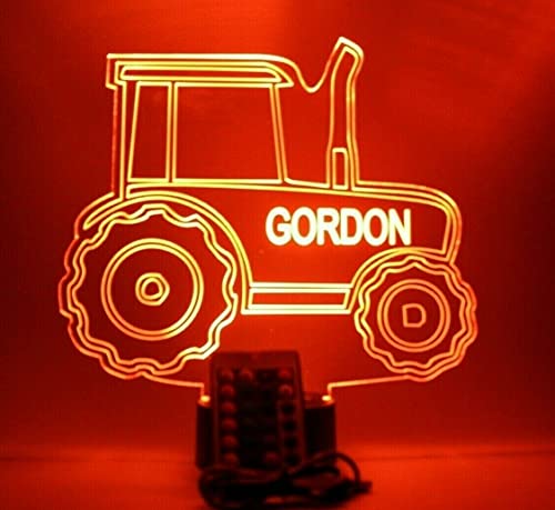 Tractor Shape Design Engraved Captivating Handmade Personalized Farm Construction Hauling Pulling Farming Tractor Night Light Up Table Lamp Led, Our Newest Feature - It's Wow, With Remote, 16 Colors #TOP1