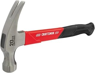 CRAFTSMAN 20 oz Fiberglass Claw Hammer with Overstrike Protection & Overmold Grip - Durable CMHT51399