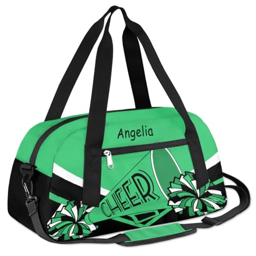 Cheer Green Black Custom Name Kids Overnight Duffel Bags Girls Colorful Cheerleaders Personalized Sport Gym Bag Customized Duffel Bag for Travel Weekender Practice Gymnastics3