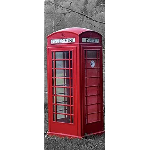 A.Monamour 3D Red Telephone Booth Door Sticker Cover