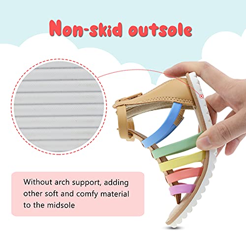 Lulex Girls Gladiator Sandals for Toddler/Little Kids Adjustable Cute Summer Flat Strappy Sandals with Zipper for 1-5 Years Old4