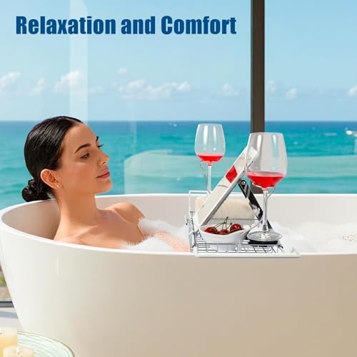 Accesorios de baño de longitud ajustable y bandeja de baño expandible 7