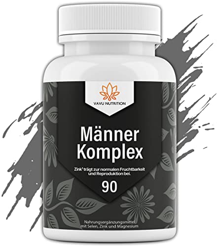 neu: VAVU® Männer-Komplex mit Zink¹ für normales Testosteron >14 abgestimmte Inhaltsstoffe - 90 hochdosierte Kapseln mit Hopfen-Extrakt, L-Lysin, Magnesium, Selen, B12 und MSM - 100% vegan Cover