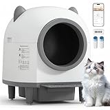 UTOASIS Self-Cleaning Automatic Litter Box with 80L Large Capacity for Multiple Cats, Features Odor-Free Waste Disposal, Safety Sensor, App Control via 2.4 GHz Wi-Fi, Includes 2 Roll Garbage Bags