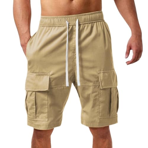 Short d'été uni pour homme avec coupe bermuda d'extérieur léger