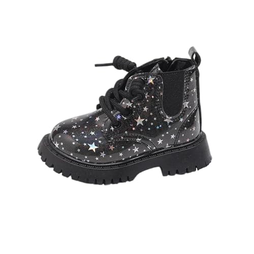 Girls Glitter Ankle Boots Lace Up Combat Booties Sparkly Fashion Casual Waterproof Non Slip Outdoor Shoes