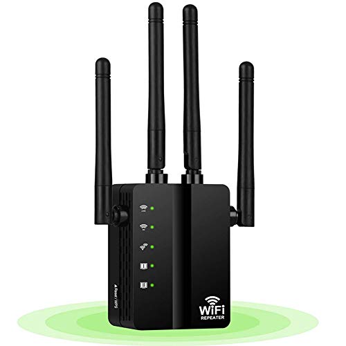 Preisvergleich Produktbild Wodgreat WLAN Verstaerker 1200Mbps Signalverstärker Mini WiFi Repeater Wireless Signal Range Extender Verstärker (5GHz und 2,4GHz,WPS,LAN Ausgang und Eingang)