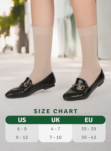 Image of Women's Bamboo Dress Socks, Crew for Business Trouser Casual, Soft, Thin & Seamless, Size 6-9 /9-12 (3, 4 or 5 Pairs)