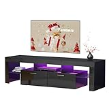 Tantmis Black LED TV Stand for 55/65/70/75 inch TV, TV Media Center, Modern Entertainment Center with Large Storage for Living Room, Bedroom, Gaming TV Stand, 63'W*14'D*18'H