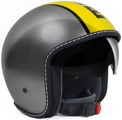 MOMO Blade Glossy Yellow Casco Jet, Giallo/Grigio, XXS (54)