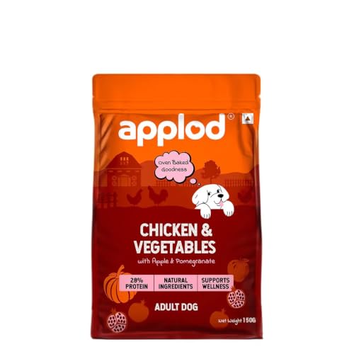 Image of Chicken & Vegetables with Apple & Pomegranate Adult Dry Dog Food | Oven-Baked Complete Nutrition for Skin & Coat Health | Vet-Reviewed Formula | 150g