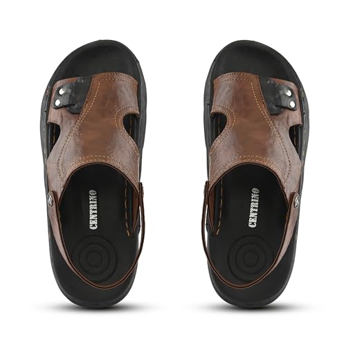 Image of Centrino Men's Sling Sandals | Stylish Strap Sandal with Grip Insole | Platform Comfort Sandal with Accent Pouch & Adjustable Strap| Comfortable Casual Footwear for Office, Travel & Walking (9578)
