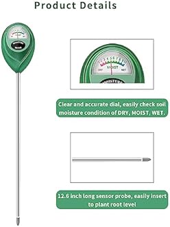 Soil Moisture Meter, 2 Pack Long Probe Soil Moisture Monitor for House Plants, Soil Hygrometer Moisture Sensor for Indoor & Outdoor, Garden, Farm, Lawn Plant Care, No Battery Needed(Green + White)
